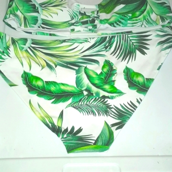 TINIBIKINI GREEN AND WHITE PALM TREE TWO PIECES BATHING SUIT - Picture 5 of 5